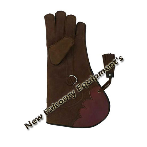 Falconry Glove Triple Skin Nubuck Leather 12 Inch 3 Layer, Light Brown & Black