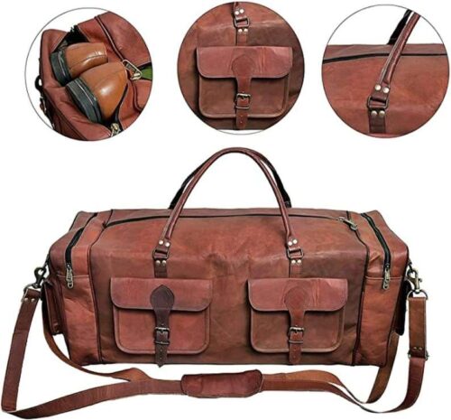 Vintage Leather Duffel Bag ART 103 - Image 2
