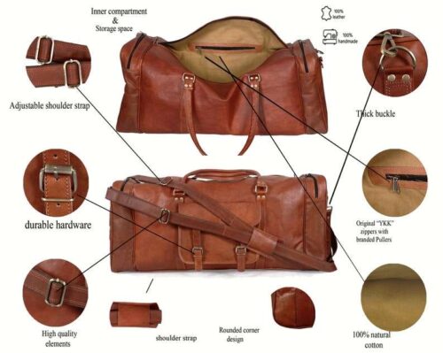 Full Grain Leather Duffle Bag ART 101 - Image 4